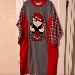 Vintage 1980s Christmas Cat Plaid Nightgown 1X